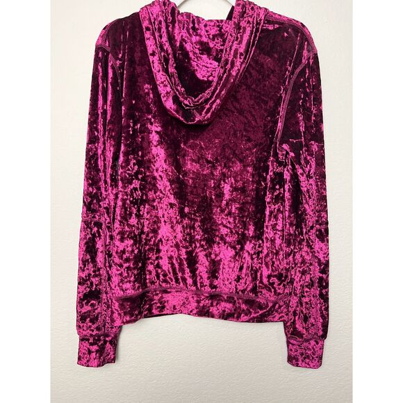 NWT Crushed Velvet Hoodie Burgundy Soft Luxe Velour by Emma & Sam Women S - Picture 3 of 6